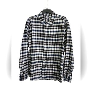 Eddie Bauer Black and White Checkered Flannel Long Sleeve Button Up Size XL
